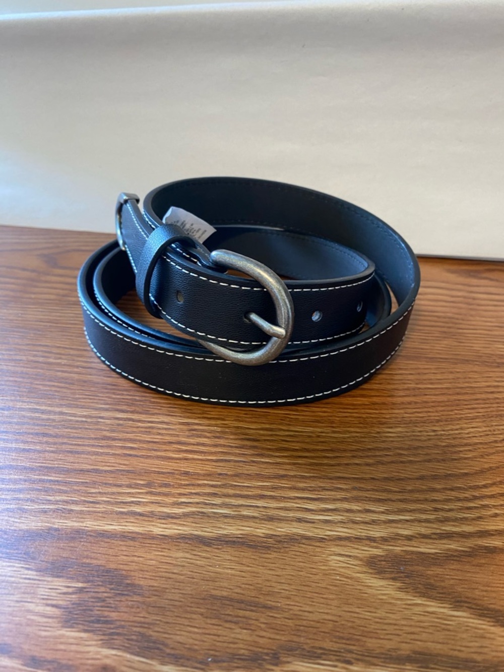 Old Navy Black Belt with White Topstitching